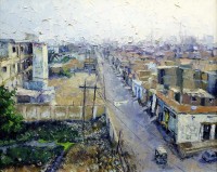 Saba Qayoom Leghari, Morning View From Naya Pull Hyderabad II, 16 x 20 Inch, Oil on Canvas, Citycape Painting, AC-SQL-024